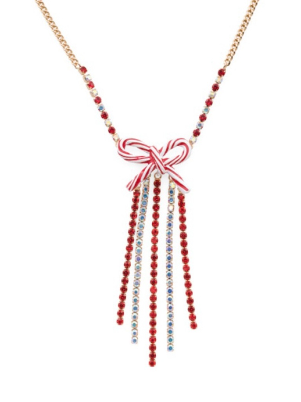 Betsey Johnson Candy Cane Bow Necklace (NWT)